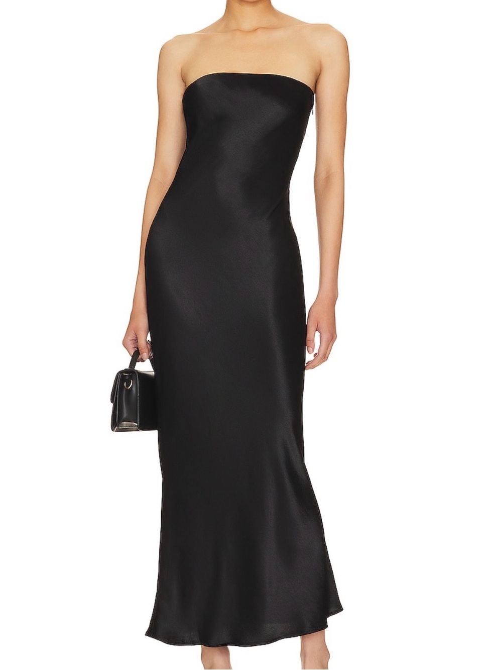 Angel Strapless Midi Dress in Black
